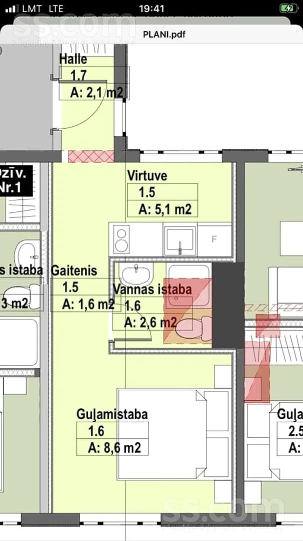 Vienistabas dzīvoklis — Jomas 22 — bilde 3